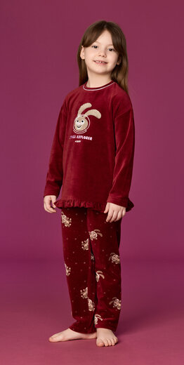 Woody Meisjes-Dames pyjama, bordeaux