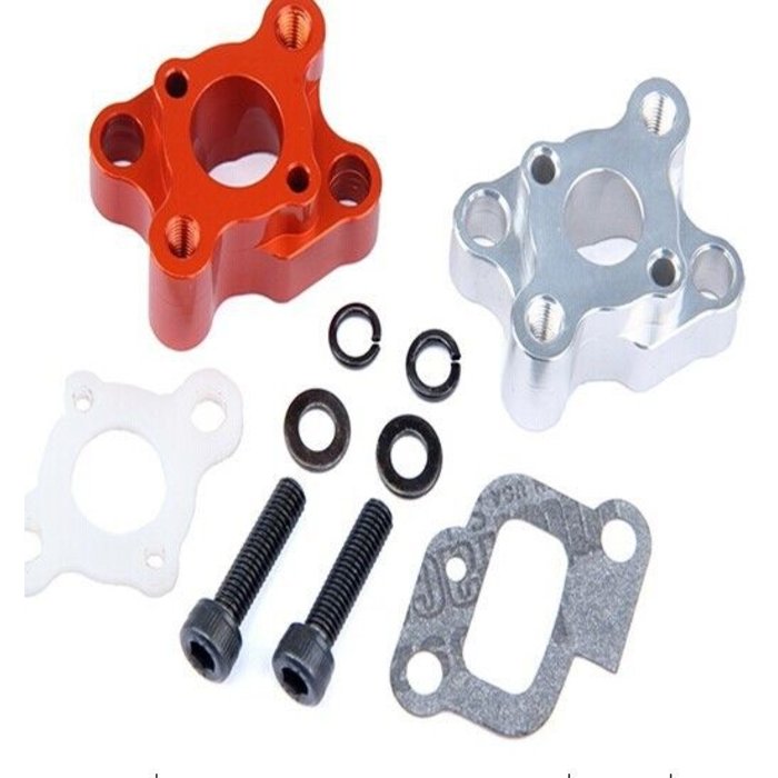 RovanSports CNC metalen inlaat/inlaatbuis voor pijp - geschikt voor motoren tot 30,5cc (in rood en zilver)