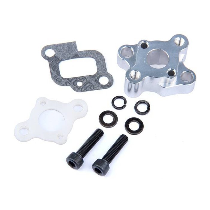 RovanSports CNC metalen inlaat/inlaatbuis voor pijp - geschikt voor motoren tot 30,5cc (in rood en zilver)