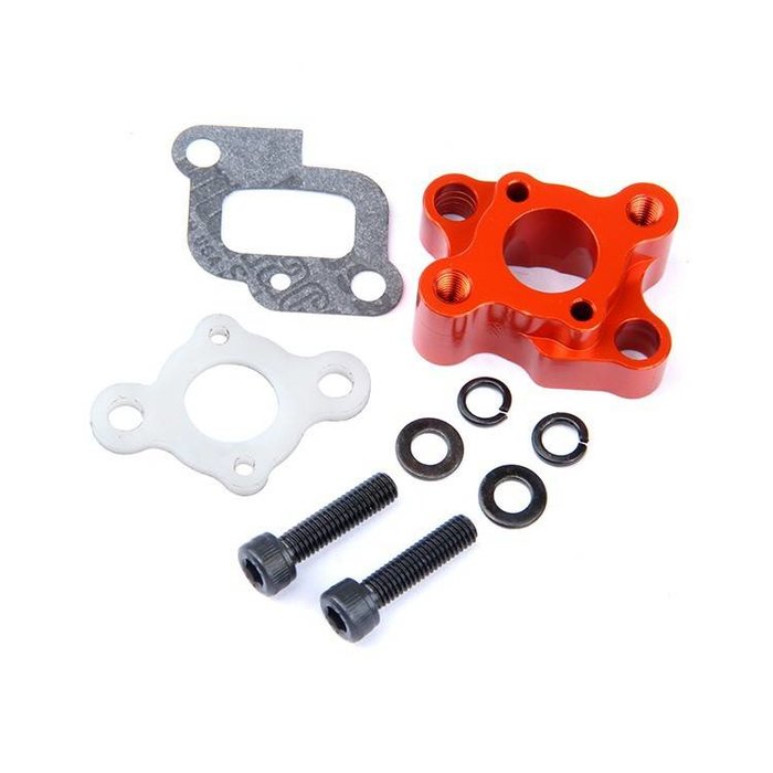 RovanSports CNC metalen inlaat/inlaatbuis voor pijp - geschikt voor motoren tot 30,5cc (in rood en zilver)