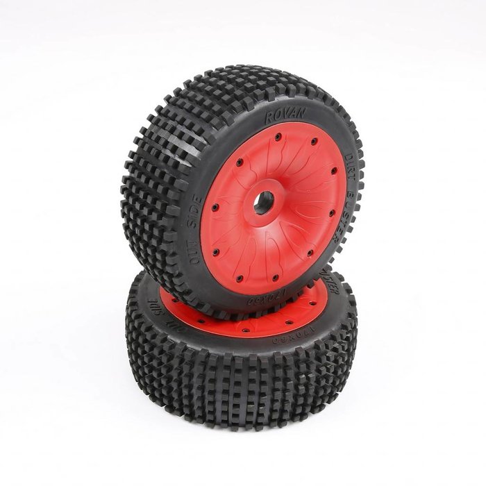 RovanLosi LT/ Losi 5T Sealed beadlocks small nails tire assembly (red and green) 170x60 (2pcs)