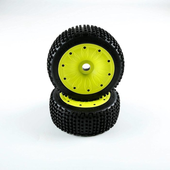 RovanLosi LT /  Losi 5T klein pin banden met gesloten beadlocks in kleuren rood en groen 170x60 (2pcs)