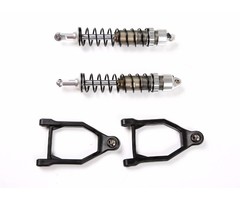 RovanSports Baha CNC HD 10mm schokbrekers voor met bijpassende draagarmen (2 st.) in rood, zilver of titanium