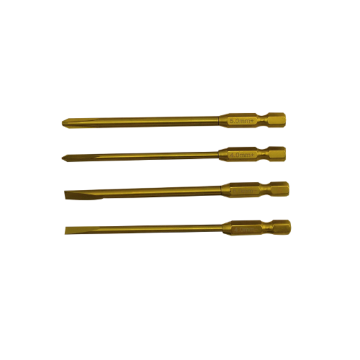 Hobby Detail lange kruis- en platkop opzetstukken set met titanium tip  (4st.)