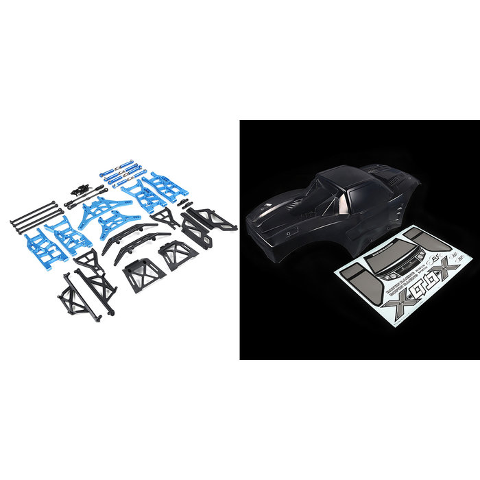 RovanSports X-LT conversiekit (transparante body, blauwe metalen onderdelen)