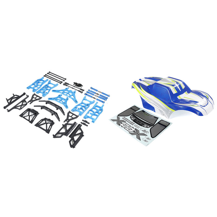 RovanSports X-LT ombouwset met blauwe body en blauwe CNC onderdelen