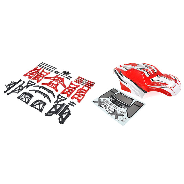 RovanSports X-LT conversion kit with red body and red CNC parts