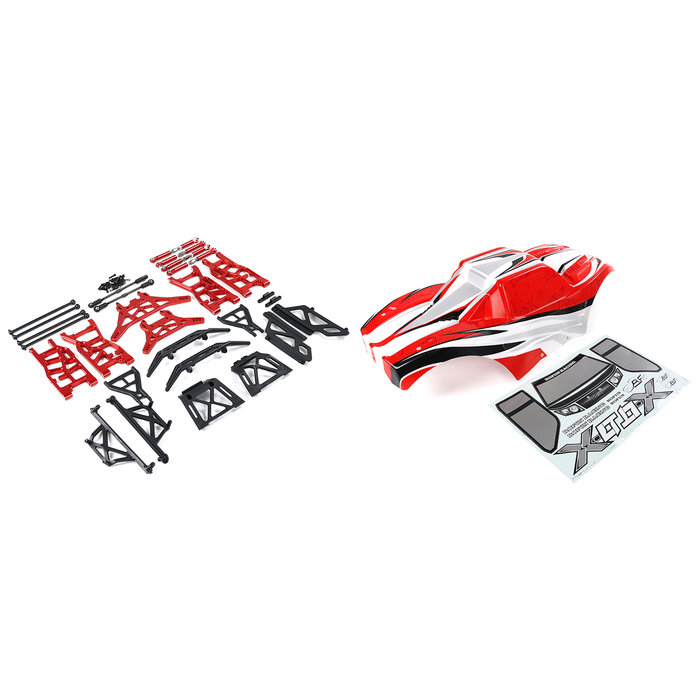 RovanSports X-LT conversion kit with red body and red CNC parts