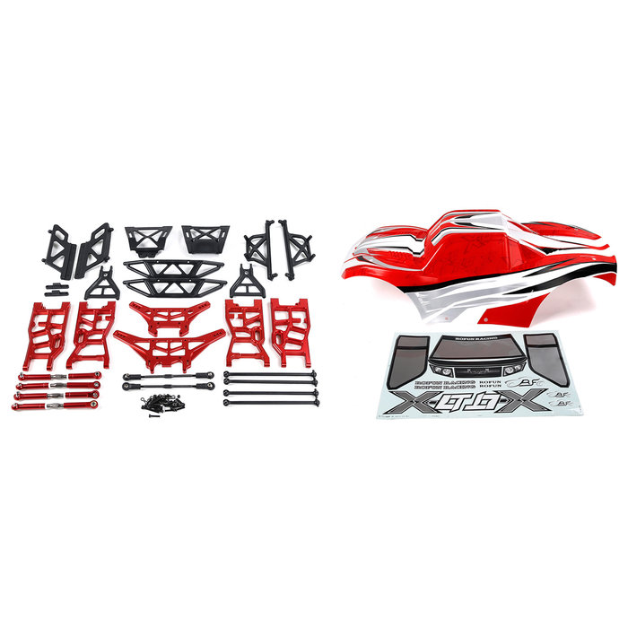 RovanSports X-LT conversion kit with red body and red CNC parts