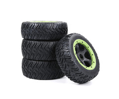 BAHA 5T/5SC/5FT third-generation road tire assembly for the whole vehicle (black frame) with black, red, green, blue or yellow beadlock front 180x60 + rear 180x70 (set of 4pcs)