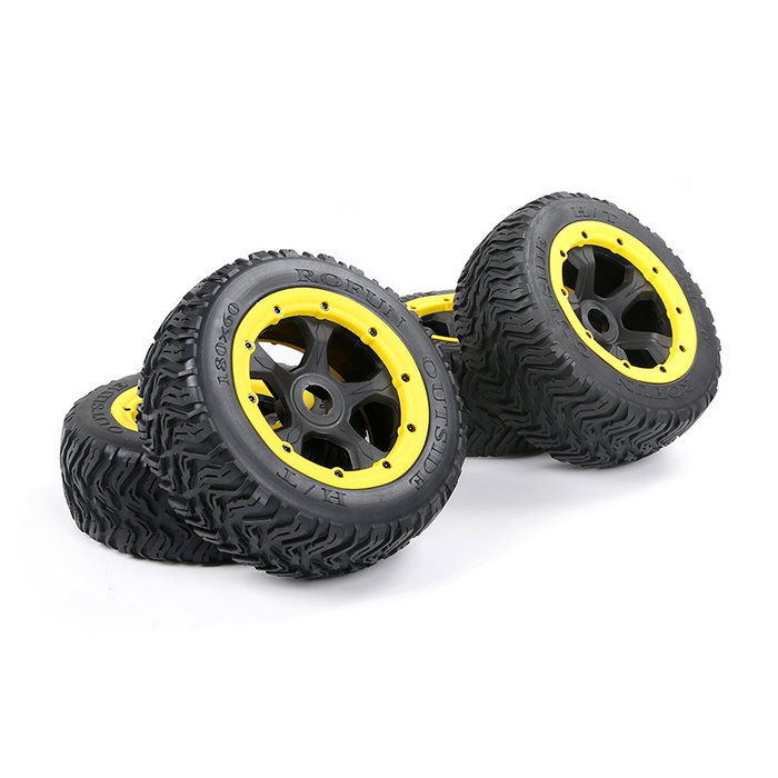 BAHA 5T / 5SC / 5FT Straßenreifenbaugruppe der dritten Generation für das gesamte Fahrzeug schwarzer Rahmen mit schwarzem, rotem, grünem, blauem oder gelbem Beadlock vorne 180x60 + hinten 180x70 (4er-Set)