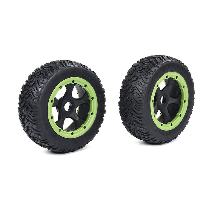 BAHA 5T/5SC/5FT third-generation road tire front wheel assembly 180*60 (2pcs) black rims with several colored beadlocks