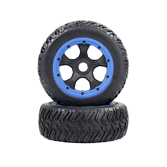 BAHA 5T/5SC/5FT third-generation road tire front wheel assembly 180*60 (2pcs) black rims with several colored beadlocks