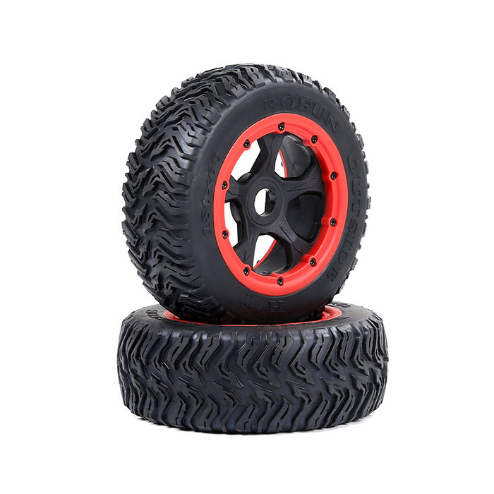 BAHA 5T/5SC/5FT third-generation road tire front wheel assembly 180*60 (2pcs) black rims with several colored beadlocks