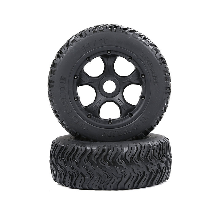 BAHA 5T/5SC/5FT third-generation road tire front wheel assembly 180*60 (2pcs) black rims with several colored beadlocks