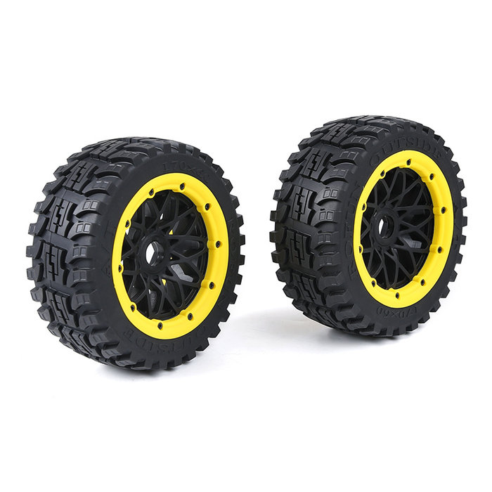 Baha 2nd gnt AT (all terrain) voorwielen 170x60 (2 stuks) met zwarte velg en verschillende kleuren beadlocks