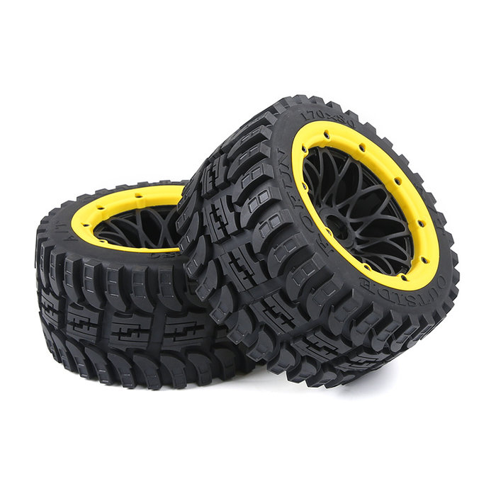 Baha 2nd gnt AT (all terrain) achterwielen 170x80 (2 stuks) met zwarte velg en verschillende kleuren beadlocks