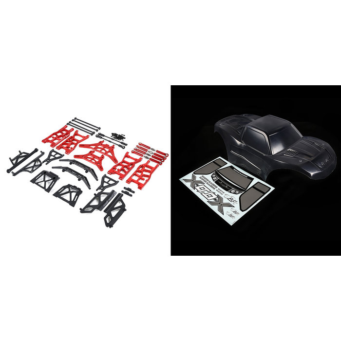 RovanSports X-LT conversion kit  wit transparent shell, red CNC metal parts