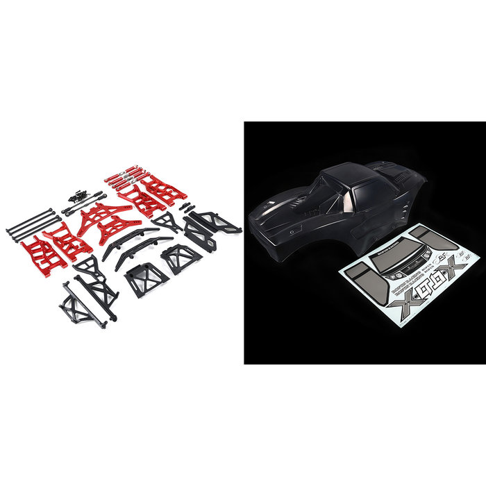 RovanSports X-LT conversion kit  wit transparent shell, red CNC metal parts