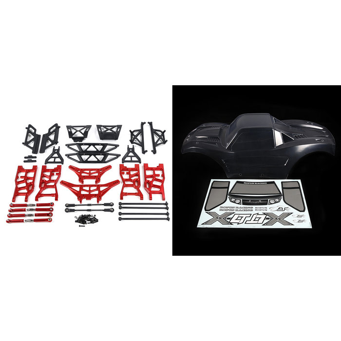 RovanSports X-LT conversion kit  wit transparent shell, red CNC metal parts
