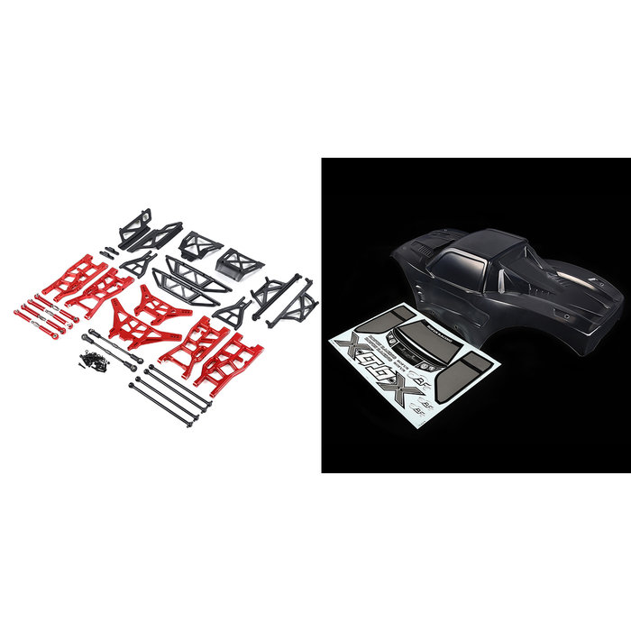 RovanSports X-LT conversion kit  wit transparent shell, red CNC metal parts