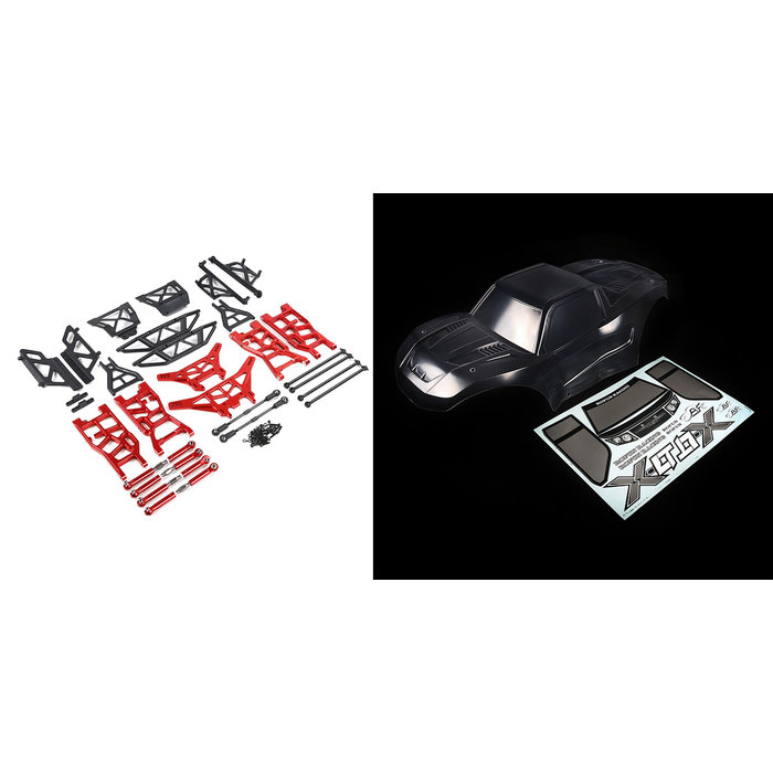 RovanSports X-LT conversion kit  wit transparent shell, red CNC metal parts