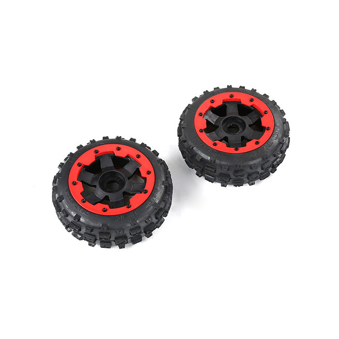 RovanSports Font tires Knobby 170x60 with black rim and black or red beadlock (2pc)