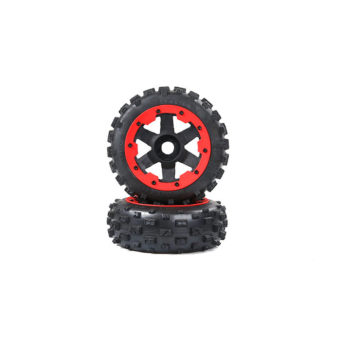 RovanSports Font tires Knobby 170x60 with black rim and black or red beadlock (2pc)