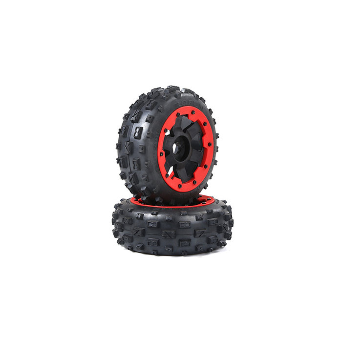 RovanSports Font tires Knobby 170x60 with black rim and black or red beadlock (2pc)