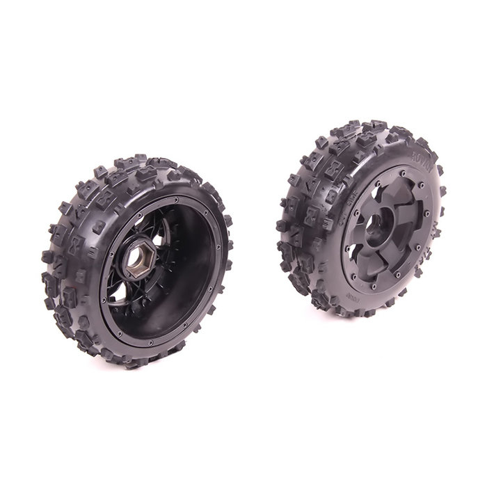 RovanSports Font tires Knobby 170x60 with black rim and black or red beadlock (2pc)