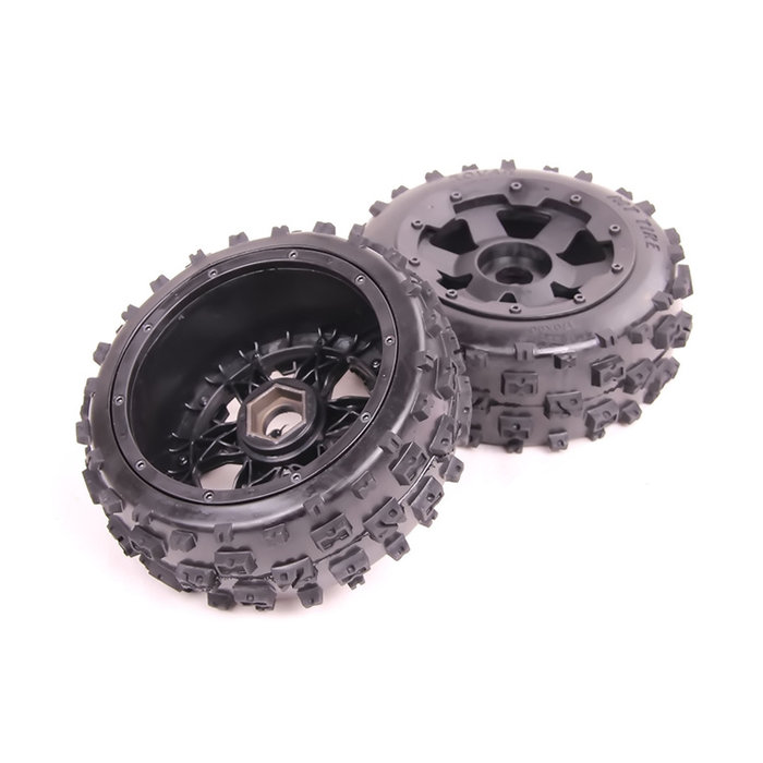 RovanSports Font tires Knobby 170x60 with black rim and black or red beadlock (2pc)