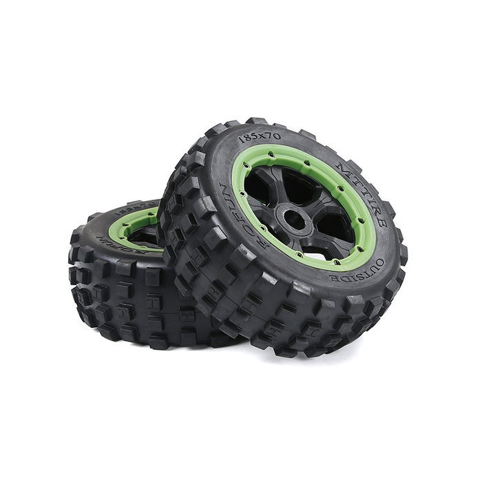 RovanLosi LT 4e gen. Knobby  banden 185 * 70 / knobby banden zwarte velgen en met diverse kleuren beadlocks