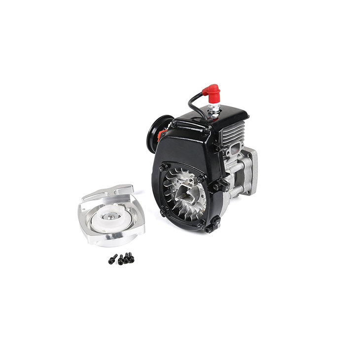 CNC metalen trekstarter met CNC turbine in rood en zilver