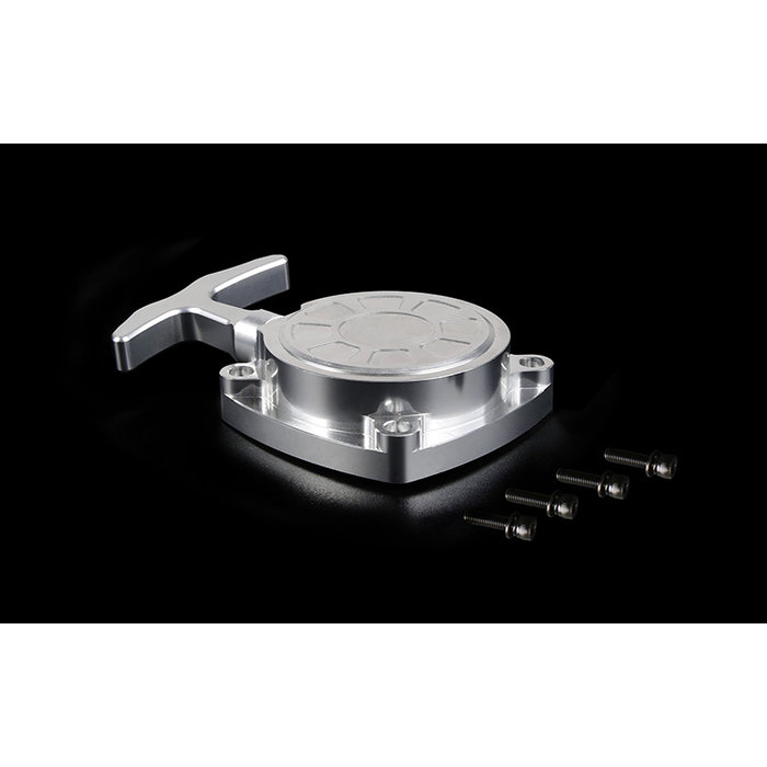 CNC metalen trekstarter met CNC turbine in rood en zilver