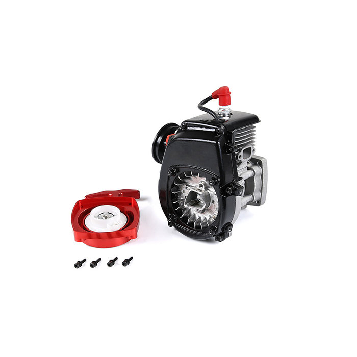 CNC metal pull starter with CNC turbine in red and silver