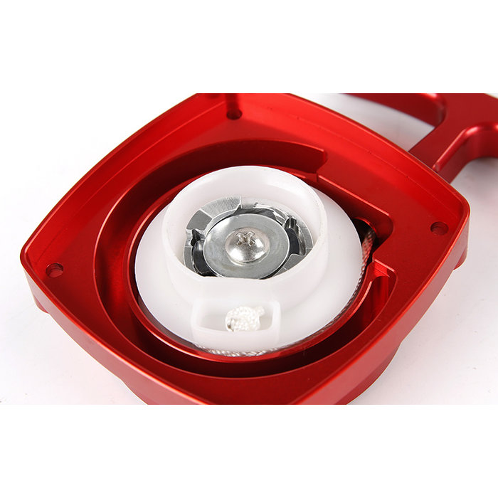 CNC metalen trekstarter met CNC turbine in rood en zilver