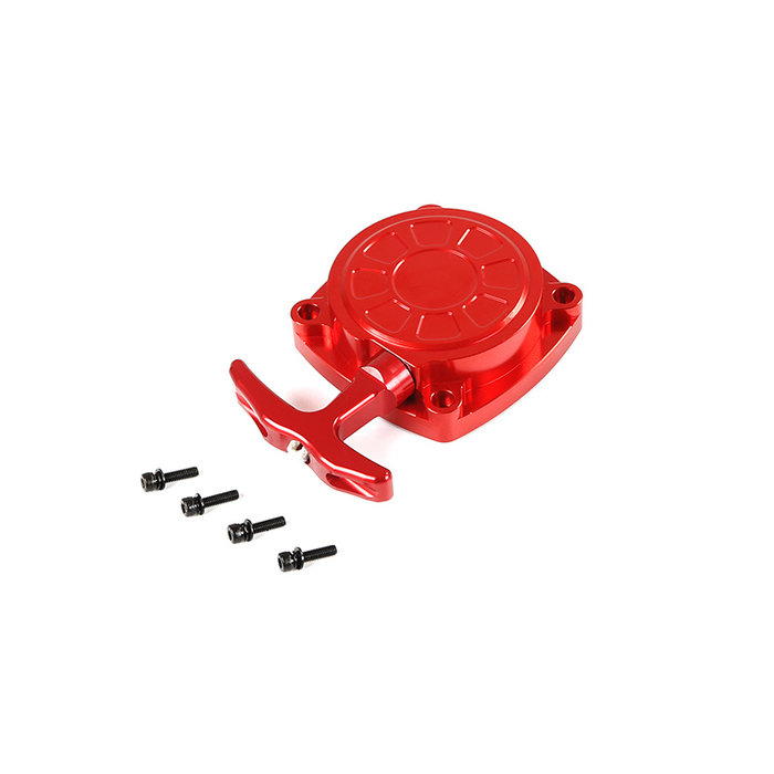 CNC metal pull starter with CNC turbine in red and silver