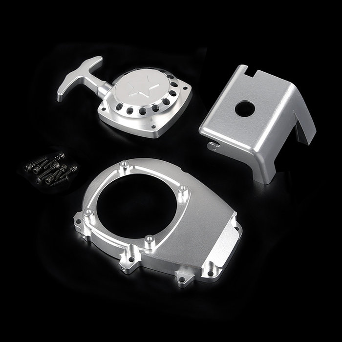 CNC metalen motor verfraaingsonderdelen, Trekstarter, vliegwielkap en motorblok cover.