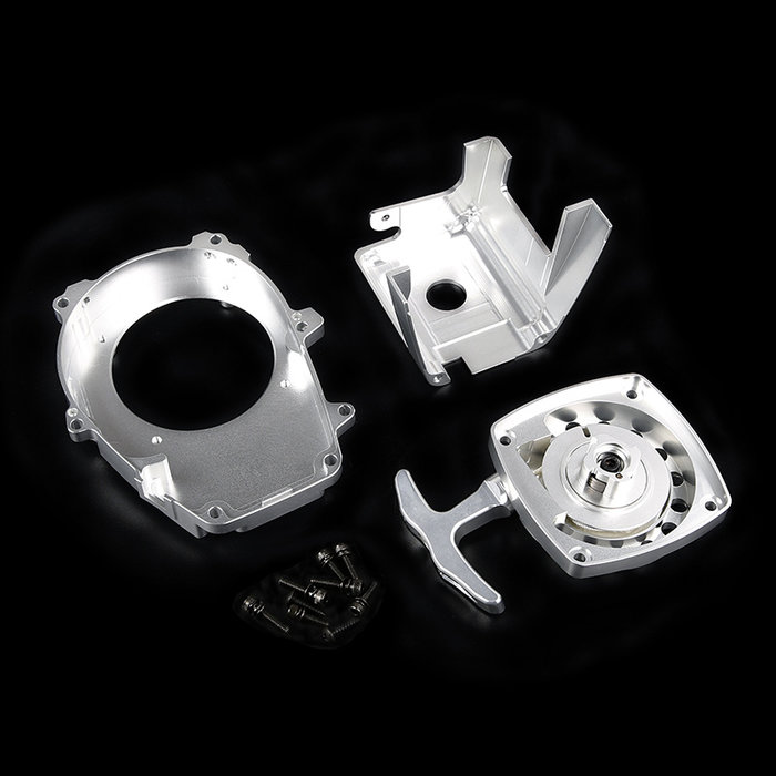 CNC metalen motor verfraaingsonderdelen, Trekstarter, vliegwielkap en motorblok cover.