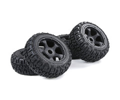 BAHA 5B 3rd gen. Wasteland / Knobby tire set with black rims and several colors beadlocks 170x60 + 170x80 (4pcs)