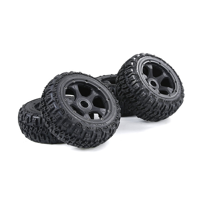 BAHA 5B 3rd gen. Wasteland / Knobby tire set with black rims and several colors beadlocks 170x60 + 170x80 (4pcs)