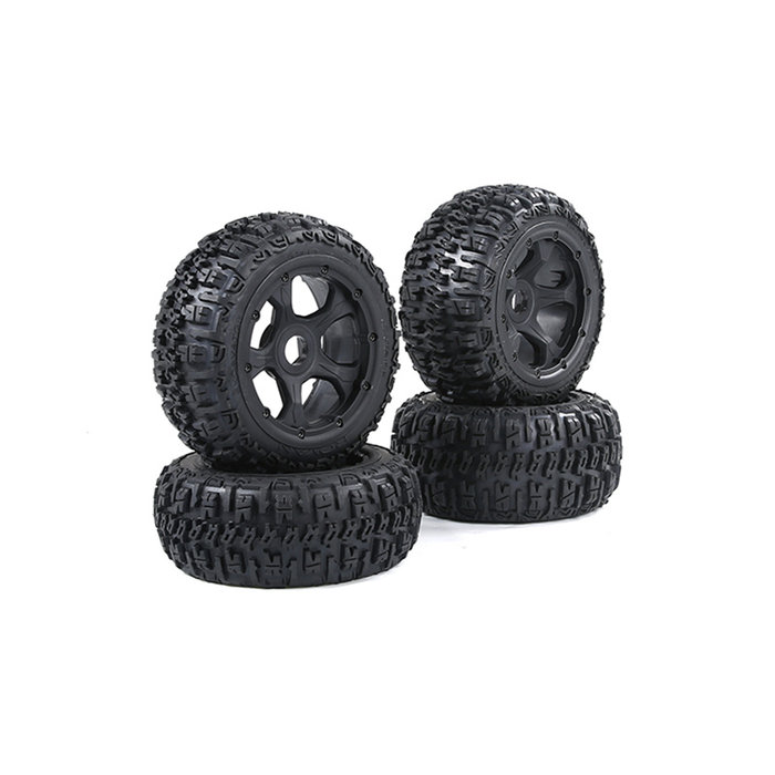 BAHA 5B 3rd gen. Wasteland / Knobby tire set with black rims and several colors beadlocks 170x60 + 170x80 (4pcs)