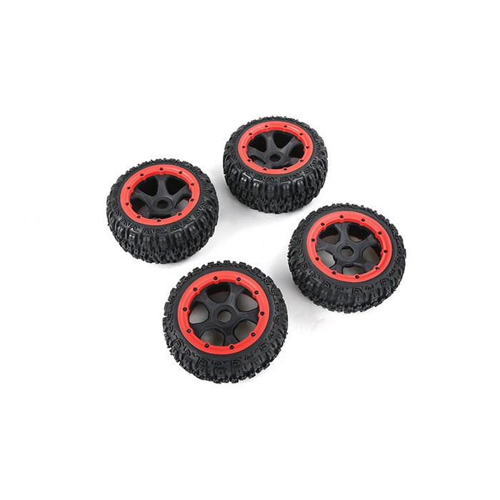 BAHA 5B 3rd gen. Wasteland / Knobby tire set with black rims and several colors beadlocks 170x60 + 170x80 (4pcs)