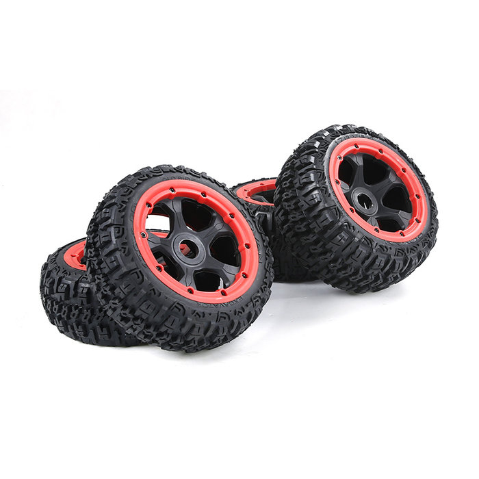 BAHA 5B 3rd gen. Wasteland / Knobby tire set with black rims and several colors beadlocks 170x60 + 170x80 (4pcs)