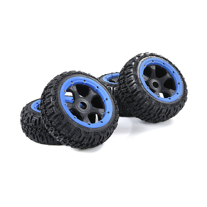 BAHA 5B 3rd gen. Wasteland / Knobby tire set with black rims and several colors beadlocks 170x60 + 170x80 (4pcs)