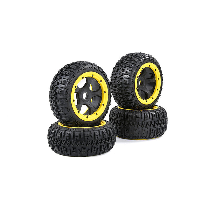 BAHA 5B 3rd gen. Wasteland / Knobby tire set with black rims and several colors beadlocks 170x60 + 170x80 (4pcs)
