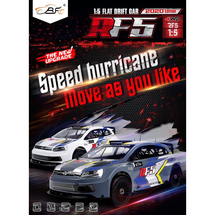 RovanSports Rofun RF5 rally model with 36cc engine and colored or transparent body