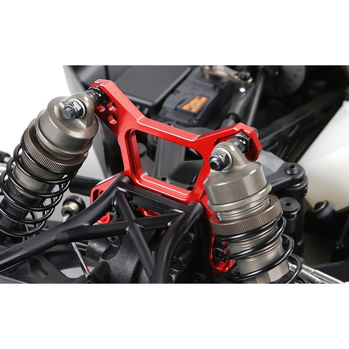 Rovan LT / Losi 5iveT CNC metal 8mm reinforced front shock absorber support frame (in red and blue)