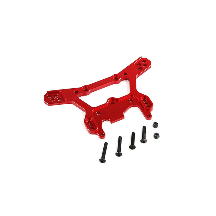 LT / Losi 5iveT CNC metalen 8 mm versterkt achterschokdempersteunframe / brug / vlinder (in rood en blauw)