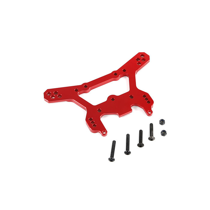 LT / Losi 5iveT CNC metalen 8 mm versterkt achterschokdempersteunframe / brug / vlinder (in rood en blauw)